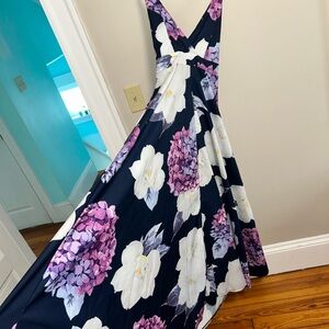 Chic Floral Maxi Dress in Purple and White